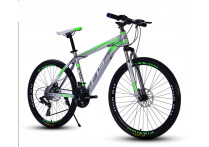 Велосипед FLS Bike Серебро с зеленым на спицах