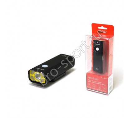 Фонарь передний GACIRON V9C-800 00lm,1диод,4режима,Li-аккум.USB,крепление на руль,алюм,черный,120гр