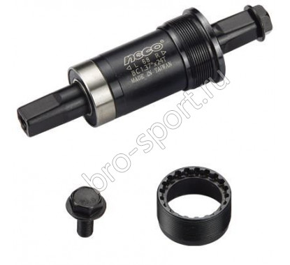 Neco каретка b910p под квадрат, bsa 1.37”x24t, r/l, 68/122,5мм. ось 10в21, левая чашка - нейлон, правая - сталь, стальной корпус, 2 промподшипника. вес 274г. назначение: trekking/comfort, в торг.уп.