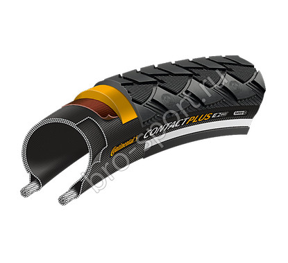 Покрышка Continental CONTACT Plus, 28 x 1 5/8 x 1 1/8, 28-622, чёр./чёр. Reflex, 180TPI, SafetyPlusBreaker, E50