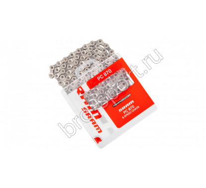 Велосипедная цепь  6/7/8v sram pc-870 + powerlink silver 8 скоростей